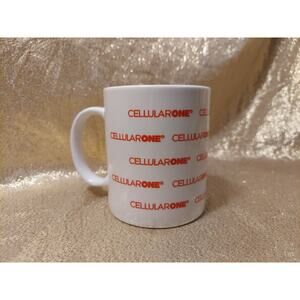 Vintage 90s Cellular One Advertising Promotional Mug White & Red Coffee Cup